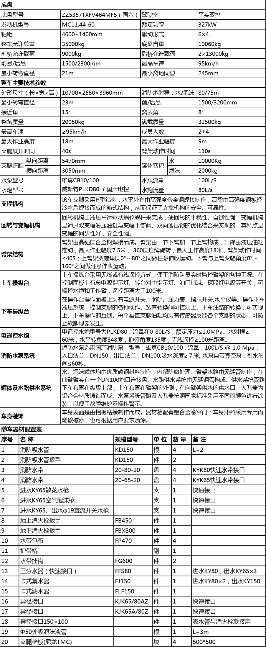 國(guó)六豪沃后雙橋12立方18米舉高噴射消防車(chē)